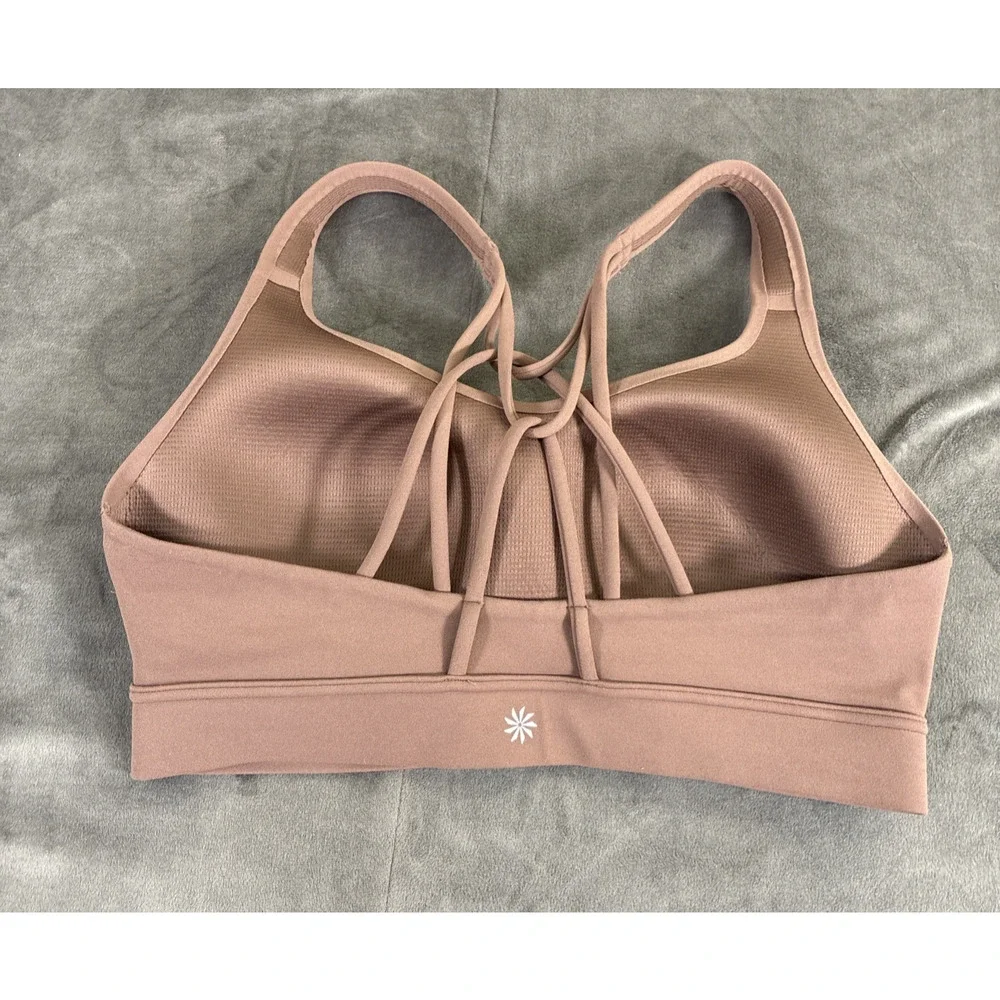 Athleta Sports Bra Small Mauve Padded Active Workout Benefits Charity